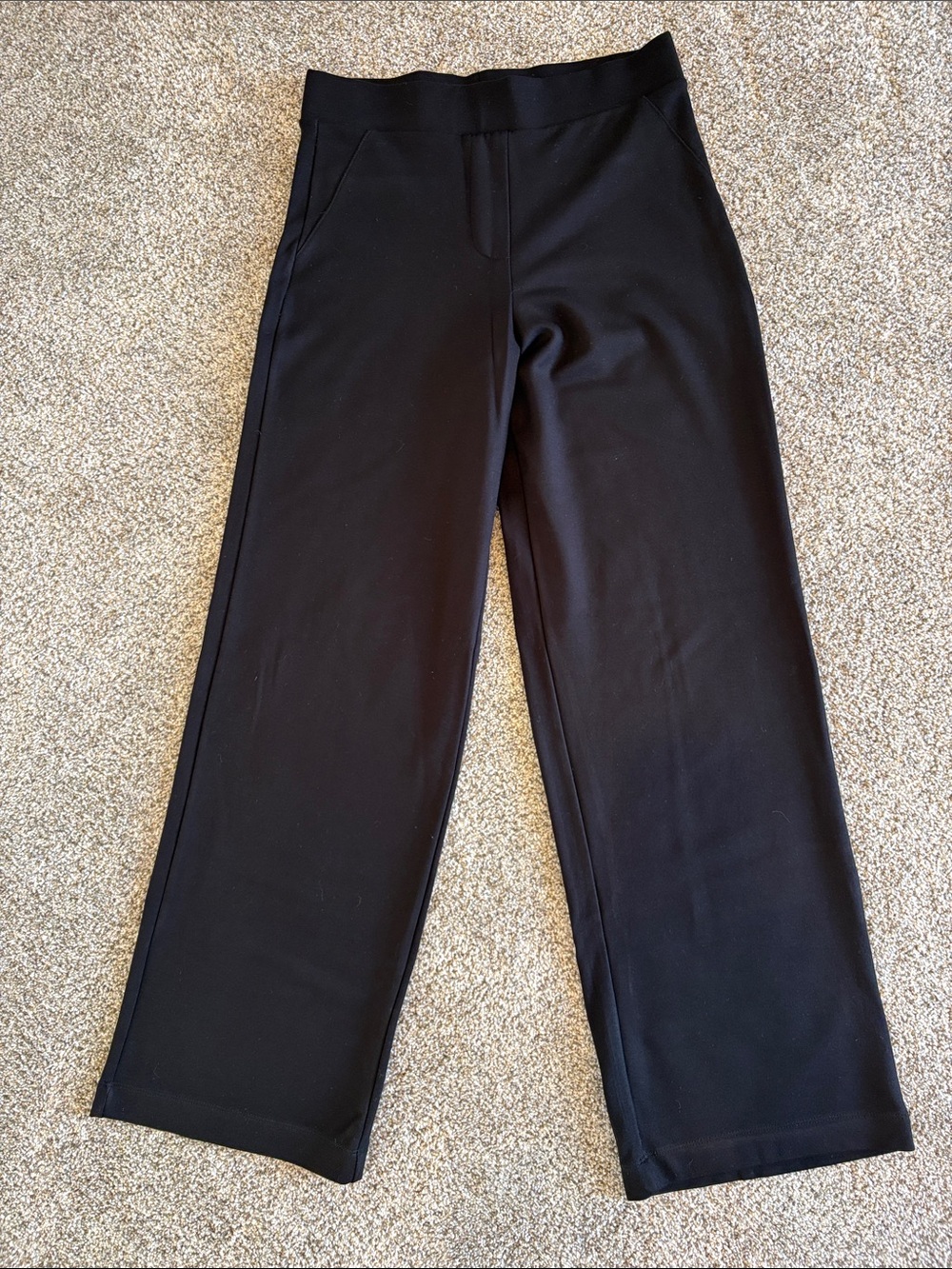 Quince Ultra-Stretch Ponte Wide Leg Pants Black size Medium